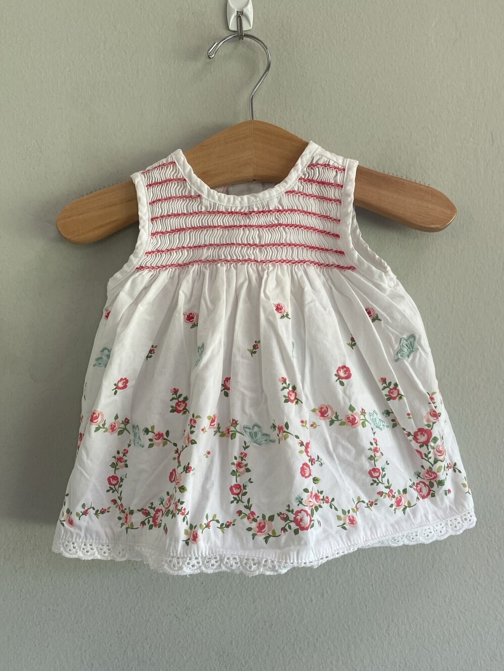 Boutique Floral Embroidered Cotton Dress Baby 3-6M